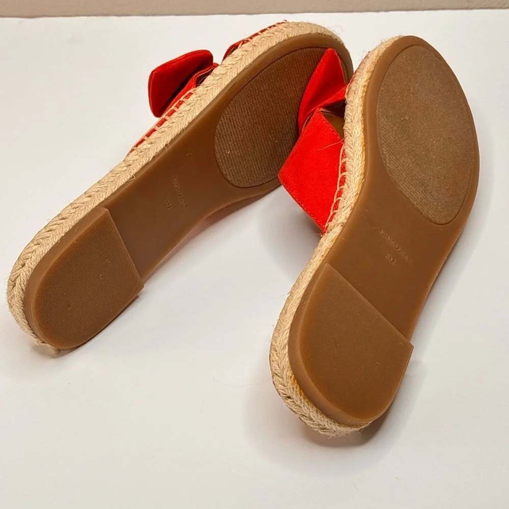Nine West Bellah Red Espadrilles Sandals Comfy Flats Women Size 8.5M Brand New